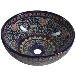 Sapho Priori umywalka 41 cm nablatowa okrągła fioletowy/ornament PI022