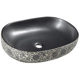 Sapho Priori umywalka 60x40 cm nablatowa owalna czarny/niebieski PI026