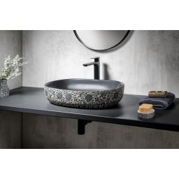 Sapho Priori umywalka 60x40 cm nablatowa owalna czarny/niebieski PI026