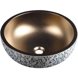 Sapho Priori umywalka 41 cm nablatowa miedź/niebieski ze wzorem PI037