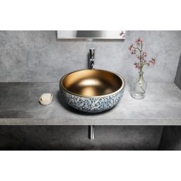 Sapho Priori umywalka 41 cm nablatowa miedź/niebieski ze wzorem PI037