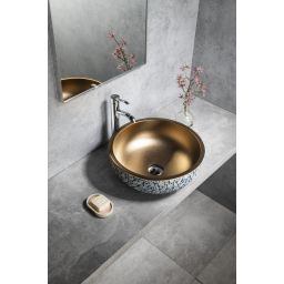 Sapho Priori umywalka 41 cm nablatowa miedź/niebieski ze wzorem PI037