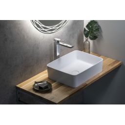 Sapho Thin umywalka 50x36 cm nablatowa prostokątna biały mat WN321