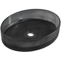 Sapho Nobal umywalka 49x38 cm owalna nablatowa czarna TY326