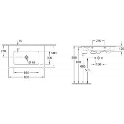 Villeroy & Boch Venticello umywalka 80x50 cm prostokątna CeramicPlus Weiss Alpin 41048JR1
