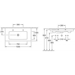 Villeroy & Boch Venticello umywalka 100x50 cm prostokątna CeramicPlus Weiss Alpin 4104ALR1