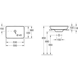 Villeroy & Boch Venticello umywalka 55x36 cm częściowo wpuszczana Weiss Alpin 41135501