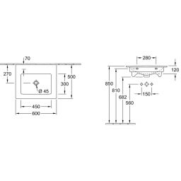 Villeroy & Boch Venticello umywalka 60x50 cm prostokątna CeramicPlus Weiss Alpin 412462R1