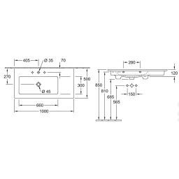 Villeroy & Boch Venticello umywalka 100x50 cm prostokątna CeramicPlus Weiss Alpin 134L1R1