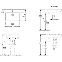 Villeroy & Boch Avento umywalka 60x47 cm prostokątna CeramicPlus Weiss Alpin 415860R1