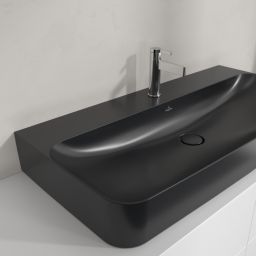Villeroy & Boch Finion umywalka 100x47 cm prostokątna ścienna-meblowa CeramicPlus Pure Black 41681HR7