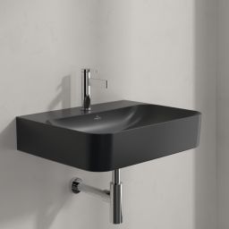 Villeroy & Boch Finion umywalka 60x47 cm prostokątna ścienna CeramicPlus Pure Black 416861R7