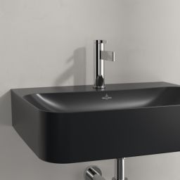 Villeroy & Boch Finion umywalka 60x47 cm prostokątna ścienna CeramicPlus Pure Black 416861R7