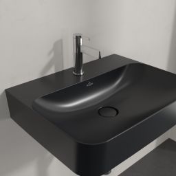 Villeroy & Boch Finion umywalka 60x47 cm prostokątna ścienna CeramicPlus Pure Black 416864R7