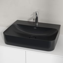 Villeroy & Boch Finion umywalka 60x47 cm prostokątna ścienna-meblowa CeramicPlus Pure Black 41686CR7