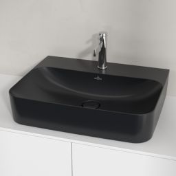 Villeroy & Boch Finion umywalka 60x47 cm prostokątna ścienna-meblowa CeramicPlus Pure Black 41686LR7