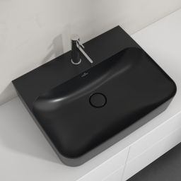 Villeroy & Boch Finion umywalka 60x47 cm prostokątna ścienna-meblowa CeramicPlus Pure Black 41686LR7