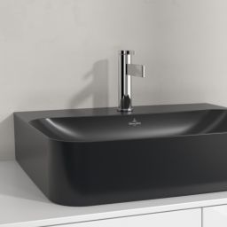 Villeroy & Boch Finion umywalka 60x47 cm prostokątna ścienna-meblowa CeramicPlus Pure Black 41686LR7