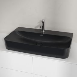 Villeroy & Boch Finion umywalka 80x47 cm prostokątna ścienna-meblowa CeramicPlus Pure Black 41688LR7