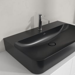 Villeroy & Boch Finion umywalka 80x47 cm prostokątna ścienna-meblowa CeramicPlus Pure Black 41688LR7