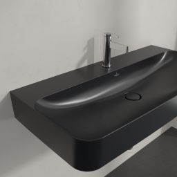 Villeroy & Boch Finion umywalka 100x47 cm prostokątna ścienna CeramicPlus Pure Black 4168A2R7