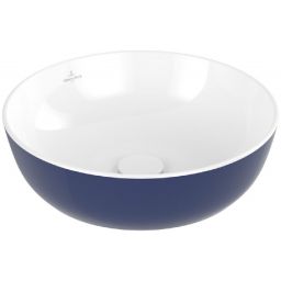 Villeroy & Boch Artis umywalka 43x43 cm okrągła nablatowa biały-niebieski Deep Ocean 417943BCS4