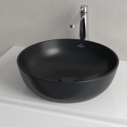 Villeroy & Boch Artis umywalka 43x43 cm okrągła nablatowa CeramicPlus Pure Black 417943R7