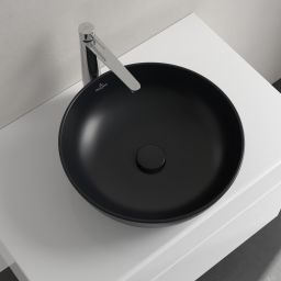Villeroy & Boch Artis umywalka 43x43 cm okrągła nablatowa CeramicPlus Pure Black 417943R7