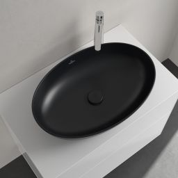 Villeroy & Boch Artis umywalka 61x41 cm owalna nablatowa CeramicPlus Pure Black 419861R7
