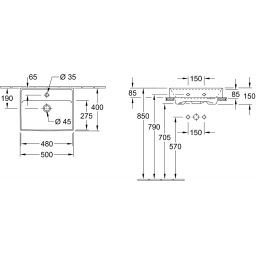 Villeroy & Boch Collaro umywalka 50x40 cm prostokątna Wiess Alpin 43345G01