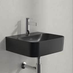 Villeroy & Boch Finion umywalka 43x39 cm prostokątna ścienna CeramicPlus Pure Black 436443R7