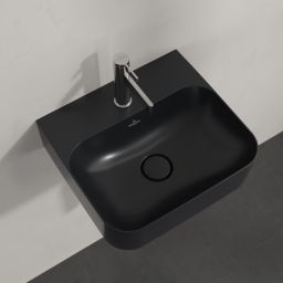 Villeroy & Boch Finion umywalka 43x39 cm prostokątna ścienna CeramicPlus Pure Black 436443R7