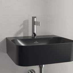 Villeroy & Boch Finion umywalka 43x39 cm prostokątna ścienna CeramicPlus Pure Black 436443R7