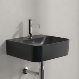 Villeroy & Boch Finion umywalka 43x39 cm prostokątna ścienna CeramicPlus Pure Black 436444R7