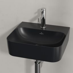 Villeroy & Boch Finion umywalka 43x39 cm prostokątna ścienna CeramicPlus Pure Black 436444R7