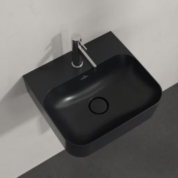 Villeroy & Boch Finion umywalka 43x39 cm prostokątna ścienna CeramicPlus Pure Black 436444R7