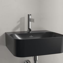 Villeroy & Boch Finion umywalka 43x39 cm prostokątna ścienna CeramicPlus Pure Black 436444R7