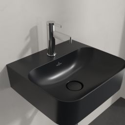 Villeroy & Boch Finion umywalka 43x39 cm prostokątna ścienna CeramicPlus Pure Black 436444R7