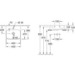 Villeroy & Boch Finion umywalka 43x39 cm prostokątna CeramicPlus Weiss Alpin 43644LR1