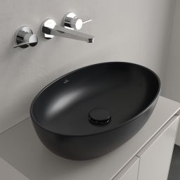Villeroy & Boch Artis umywalka 48x32,5 cm owalna nablatowa CeramicPlus Pure Black 438848R7