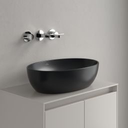 Villeroy & Boch Artis umywalka 48x32,5 cm owalna nablatowa CeramicPlus Pure Black 438848R7