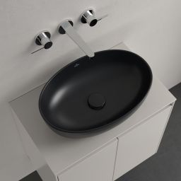 Villeroy & Boch Artis umywalka 48x32,5 cm owalna nablatowa CeramicPlus Pure Black 438848R7