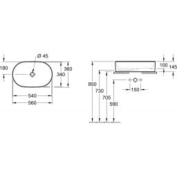 Villeroy & Boch Collaro umywalka 56x36 cm owalna nablatowa biała 4A195601