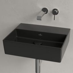 Villeroy & Boch Memento 2.0 umywalka 50x42 cm prostokątna ścienna CeramicPlus Pure Black 4A2253R7