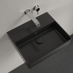 Villeroy & Boch Memento 2.0 umywalka 50x42 cm prostokątna ścienna CeramicPlus Pure Black 4A2253R7
