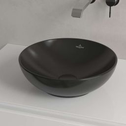 Villeroy & Boch Loop & Friends umywalka 38x38 cm okrągła nablatowa Pure Black CeramicPlus 4A4500R7