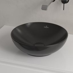 Villeroy & Boch Loop & Friends umywalka 38x38 cm okrągła nablatowa CeramicPlus Pure Black 4A4501R7