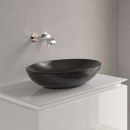 Villeroy & Boch Loop & Friends umywalka 56x38 cm owalna nablatowa CeramicPlus Pure Black 4A4701R7