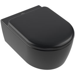 Villeroy & Boch Skyla miska WC z deską wolnoopadającą bez kołnierza ze spłukiwaniem wirowym CeramicPlus Pure Black 5656CLR7