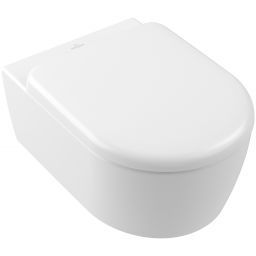 Villeroy & Boch Skyla miska WC z deską wolnoopadającą wisząca bez kołnierza ze spłukiwaniem wirowym CeramicPlus Stone White 5656CLRW